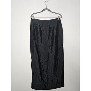 Vintage Scott McClintock Long Satin Pencil Skirt Side Slit Black Petites Size 12